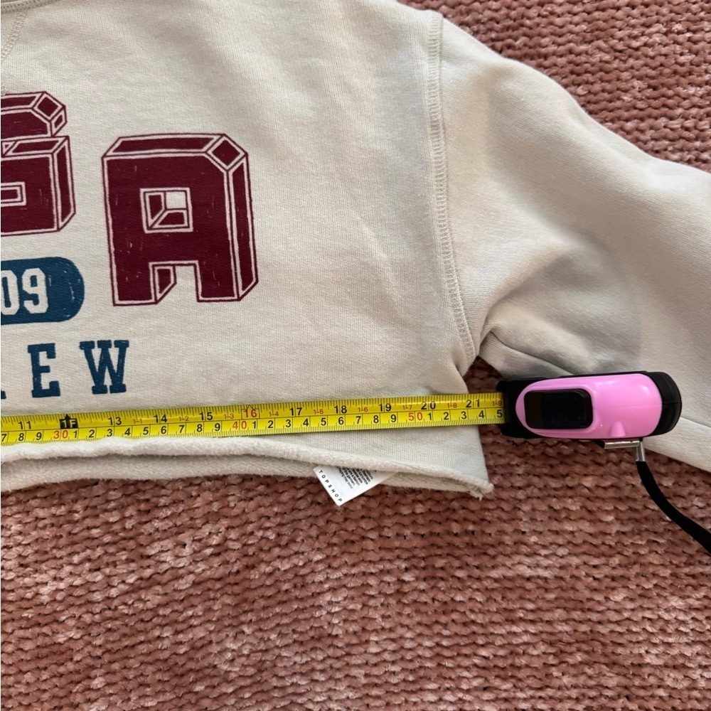 Topshop USA Crew Beige Cropped Sweatshirt - Picture 8 of 9